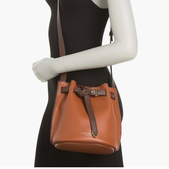 Marc Jacobs Renegade Color Blocked Brown Leather Bucket Bag Crossbody - Picture 4 of 16